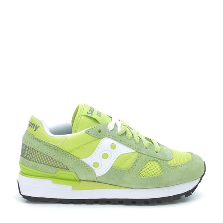 Sneakers Saucony Shadow In Suede E Tessuto Retinato Verde Lime