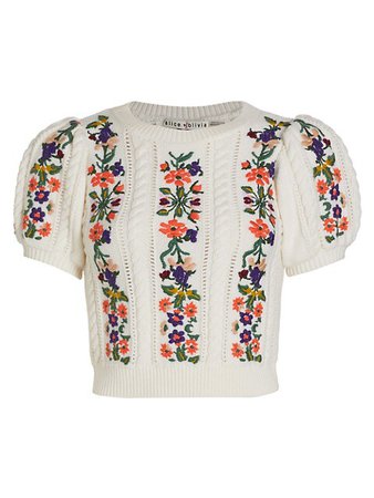 Shop Alice + Olivia Daren Cotton & Wool Knit Crop Sweater | Saks Fifth Avenue