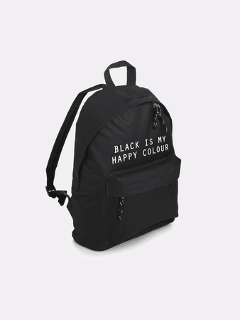 BLACK IS MY HAPPY COLOR COLOUR BACKPACK BAG SCHOOL HIPSTER SWAG TUMBLR – Minga London