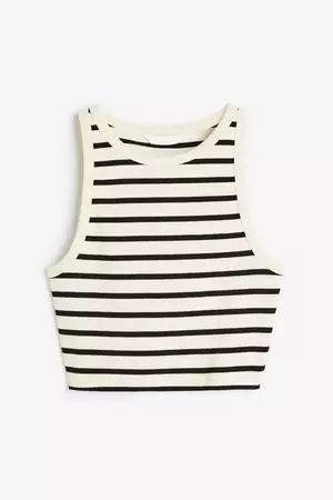 Crop Tank Top - Cream/black striped - Ladies | H&M US