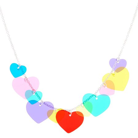 Rainbow Heart Statement Necklace | Claire's US