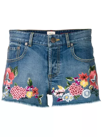 Alice+Olivia Floral Embroidered Denim Shorts - Farfetch