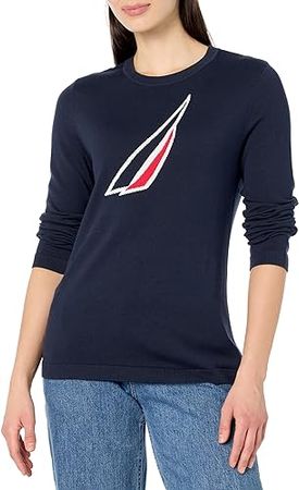 Nautica Women's Pullover Long Sleeve Crewneck Sweater at Amazon Women’s Clothing store