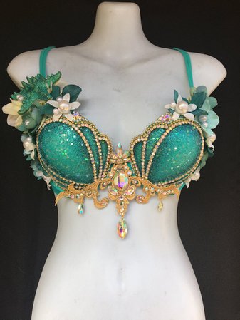 Aqua mermaid bra theme wear cosplay mermaid costume rave | Etsy