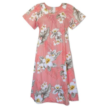 Lavahut - Hibiscus Joy Pink Cotton Hawaiian Tea Muumuu Dress