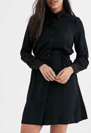 waist shirt mini dress in black