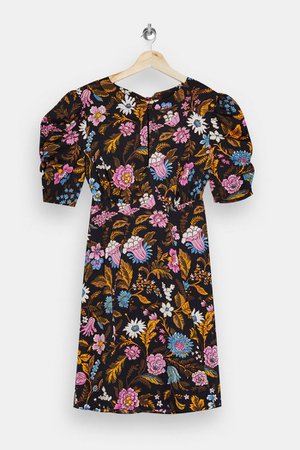Black Ruched Sleeve Mini Dress | Topshop