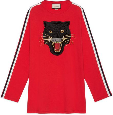 Gucci Oversize cotton T-shirt with panther