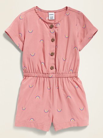 Rainbow-Print Button-Front Romper for Baby | Old Navy