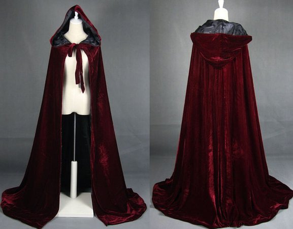 Halloween Hooded Cloak Wine Velvet Cloak Christmas Cloak Wedding Cape Size S-5XL | Wish
