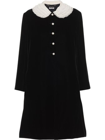 Shop black Miu Miu embellished velvet coat with Express Delivery - Farfetch
