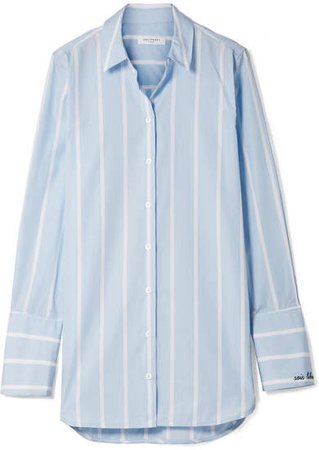 Arlette Striped Cotton-poplin Shirt - Sky blue