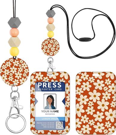 Amazon.com : Plifal Teacher Lanyard for ID Badge Card, Cute Flowers Red Women Beaded Breakaway Neck Lanyards Name Tag Badges Holder Aesthetic Work Keys Accessories Gift : Office Products