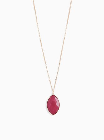 Red Genuine Jasper Teardrop Pendant Necklace - Plus Size | Torrid