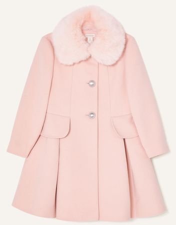 Bustle Back Bow Coat Pink | Girls' Coats & Jackets | Monsoon Global.