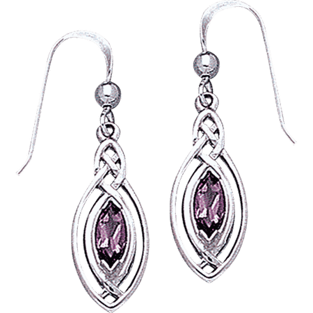 White Bronze Gemstone Knot Earrings - PS-WZTE872 by Medieval Collectibles