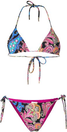 mixed paisley print bikini set