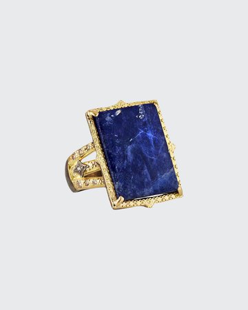 Armenta Rectangular Lapis Ring w/ Diamonds, Size 7 - Bergdorf Goodman