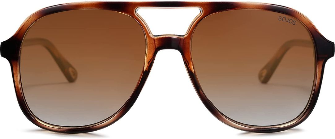 Amazon.com: SOJOS Retro Square Polarized Aviator Sunglasses Womens Mens 70s Vintage Double Bridge Sun Glasses SJ2174, Dark Tortoise/Green : Clothing, Shoes & Jewelry