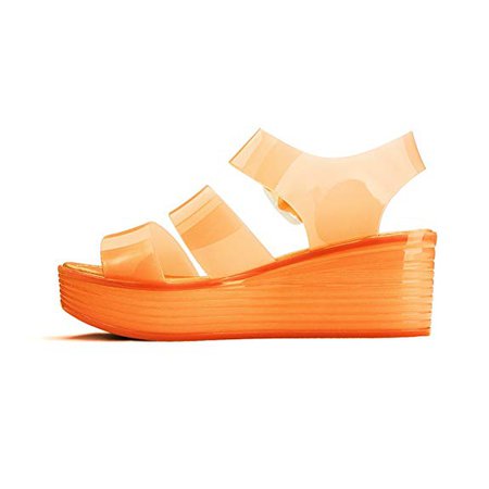 Amazon.com | Chemistry Women's Jelly Platform Wedge Heel Sandals Adjustable Strap Upper Low Top Shoes | Platforms & Wedges