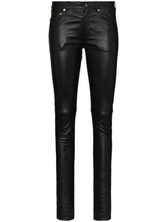 Saint Laurent leather skinny trousers - FARFETCH