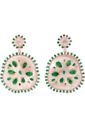 Bina Goenka | 18-karat gold multi-stone earrings | NET-A-PORTER.COM