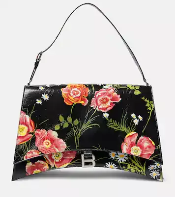 Crush Large floral shoulder bag in black - Balenciaga | Mytheresa