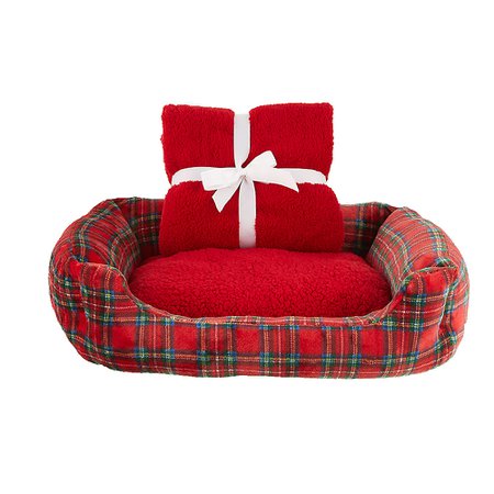 Top Paw® Plaid Pet Bed and Blanket Sleep Set | dog Cuddler Beds | PetSmart
