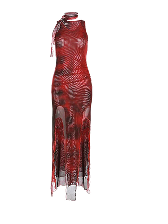 red Sharmila Illusion Mesh Dress