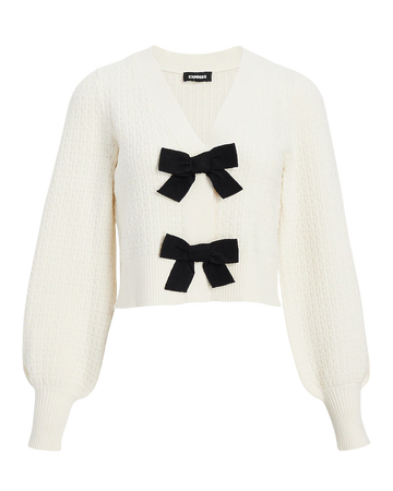 bow front tie cardigan sweater
