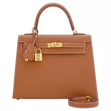 Hermes Gold Kelly 25cm Tan Sellier Shoulder Bag NEW IN BOX For Sale at 1stDibs | kelly brown bag, hermes gold kelly 25cm tan sellier shoulder bag z stamp, 2021 most wanted, tan kelly bag