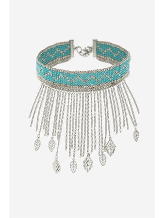 teal sparkly choker necklace
