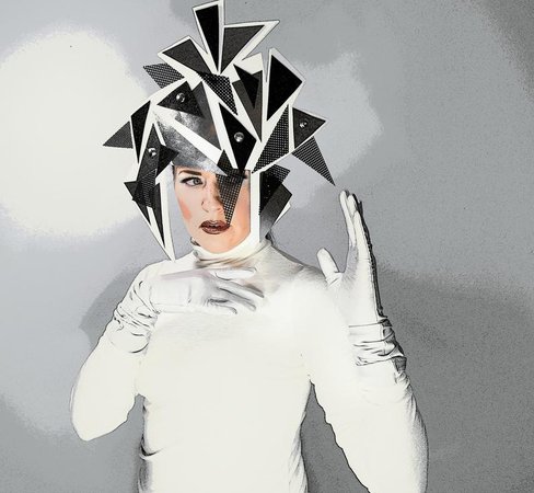 Sharp futuristic black white Geometric art halo crown tiara | Etsy
