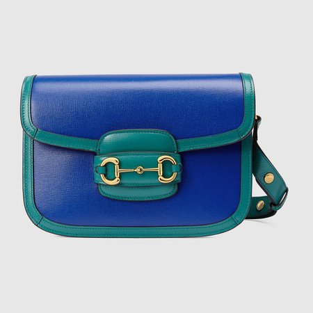 Gucci Horsebit 1955 small shoulder bag in blue and turquoise leather | GUCCI® US