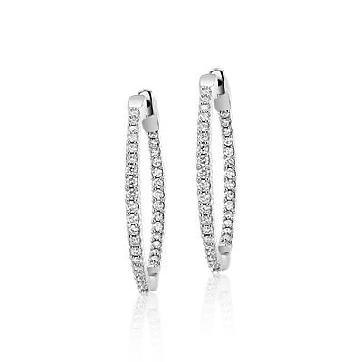 Diamond Eternity Hoop Earrings in 14k White Gold- I/I1 (2 ct. tw.) | Blue Nile