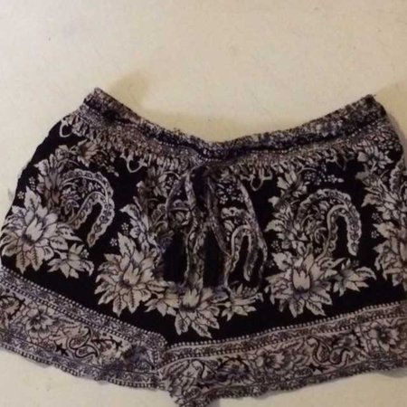 Black and white floral shorts