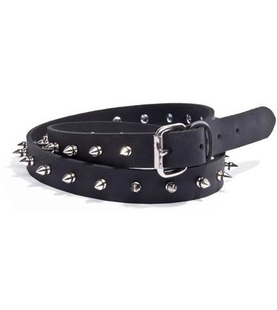 Leather belt with single row of spikes