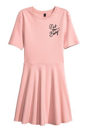 Cotton Jersey Dress - Powder pink/Not Your Baby - Ladies | H&M US