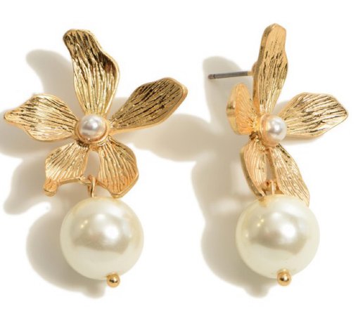 Orchid and Pearl earrings by Belle & Ten