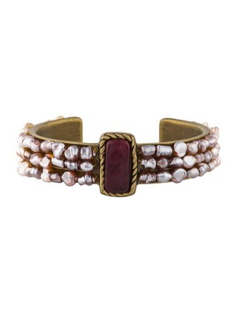 Chanel Faux Pearl & Resin Cuff - Bracelets - CHA254348 | The RealReal