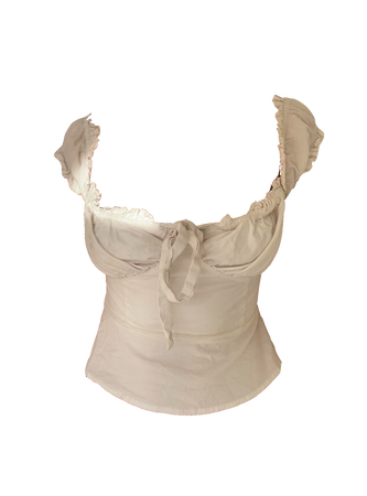 reconstructed milkmaid bustier white top with tie bow middle