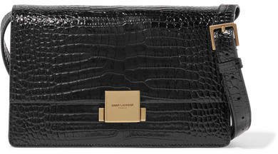Bellechasse Croc-effect Glossed-leather Shoulder Bag - Black