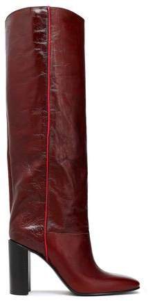 Crinkled-leather Knee Boots