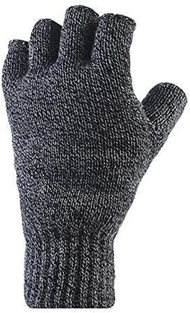 Mens Pair of Heat Holder 2.3 tog Thermal knitted FINGERLESS Gloves Charcoal Grey at Amazon Men’s Clothing store