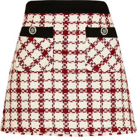 Red boucle mini skirt | River Island