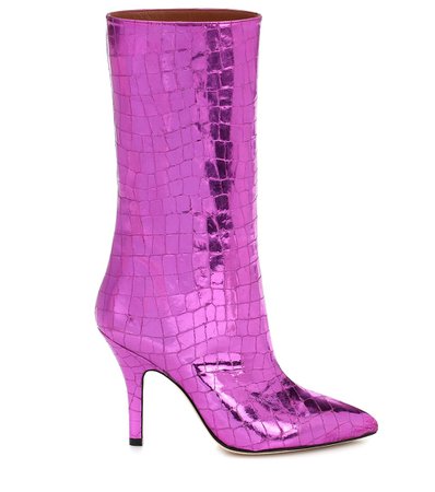 Croc-Effect Leather Ankle Boots | Paris Texas - Mytheresa