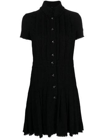 Chanel, stand-up collar pleated dress