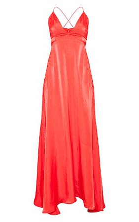Red Extreme Split Strappy Back Maxi Dress | PrettyLittleThing USA