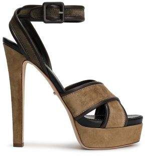 Hannelore Leather-trimmed Suede Platform Sandals