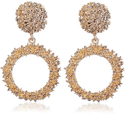 Amazon.com: LILIE&WHITE Round Hammered Drop Earrings For Women, Geometric Earrings For Girls, Gold Statement Earrings, BOHO Dangle Earrings: Jewelry
